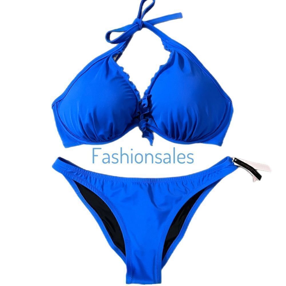 Victorias Secret Swim Capri Ruffle Bikini top Removable Push Up & Bottom Set